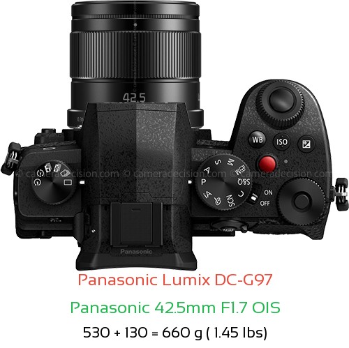 Panasonic G97 with Panasonic 42.5mm F1.7 OIS Lens Size