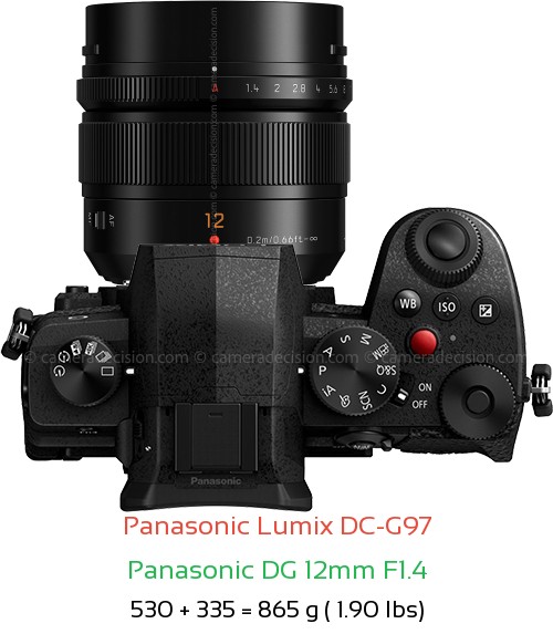 Panasonic G97 with Panasonic DG 12mm F1.4 Lens Size