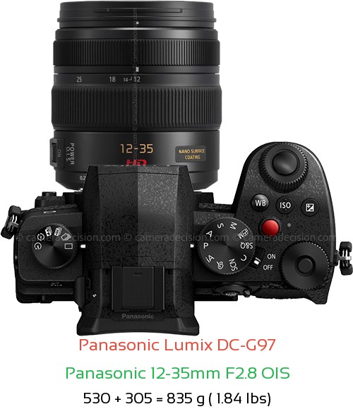Panasonic G97 with Panasonic 12-35mm F2.8 OIS Lens Size