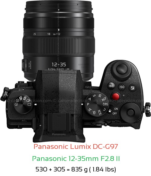 Panasonic G97 with Panasonic 12-35mm F2.8 II Lens Size