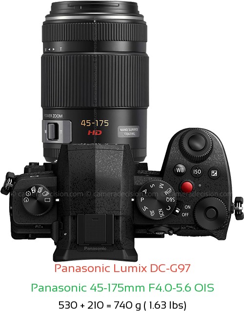 Panasonic G97 with Panasonic 45-175mm F4.0-5.6 OIS Lens Size