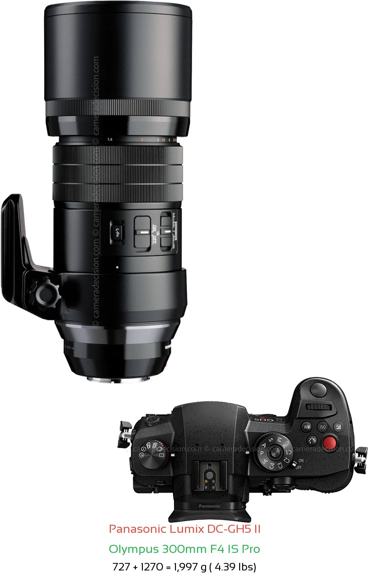 Panasonic GH5 II with Olympus 300mm F4 IS Pro Lens Size