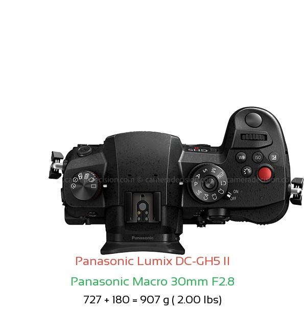 Panasonic GH5 II with Panasonic Macro 30mm F2.8 Lens Size