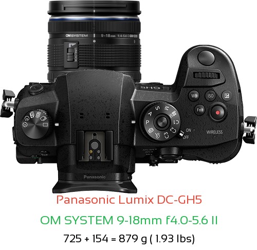 Panasonic GH5 with OM SYSTEM 9-18mm f4.0-5.6 II Lens Size