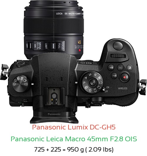 Panasonic GH5 with Panasonic Leica Macro 45mm F2.8 OIS Lens Size