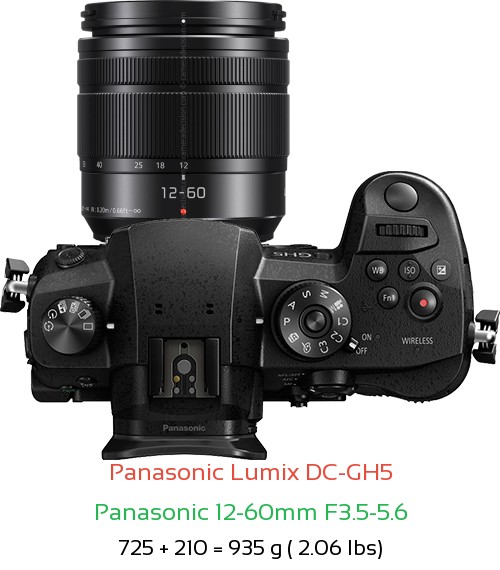Panasonic GH5 with Panasonic 12-60mm F3.5-5.6 Lens Size
