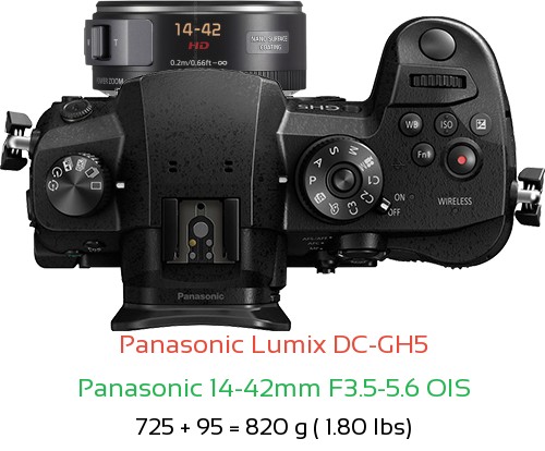 Panasonic GH5 with Panasonic 14-42mm F3.5-5.6 OIS Lens Size