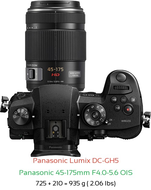 Panasonic GH5 with Panasonic 45-175mm F4.0-5.6 OIS Lens Size