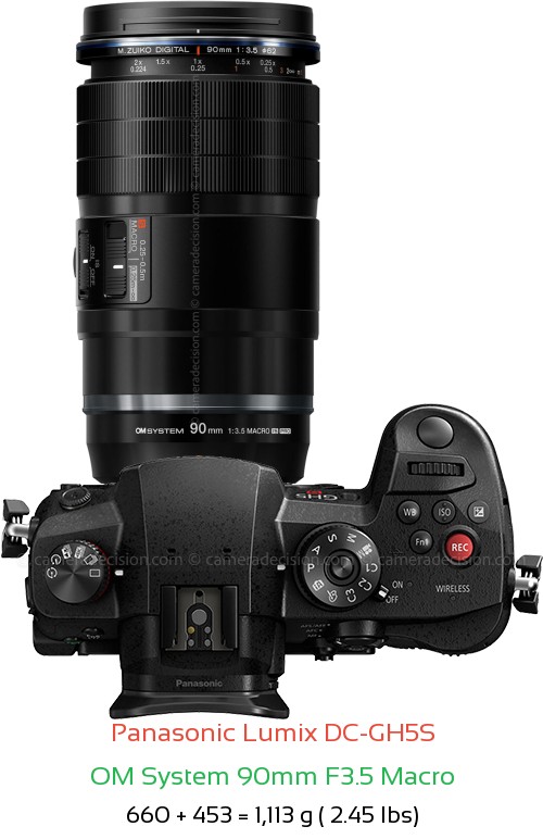 Panasonic GH5S with OM System 90mm F3.5 Macro Lens Size