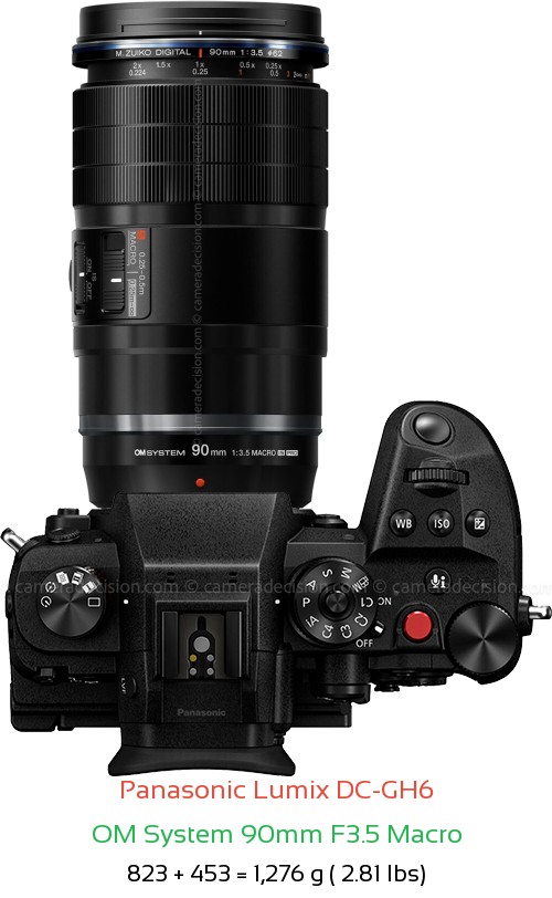 Panasonic GH6 with OM System 90mm F3.5 Macro Lens Size