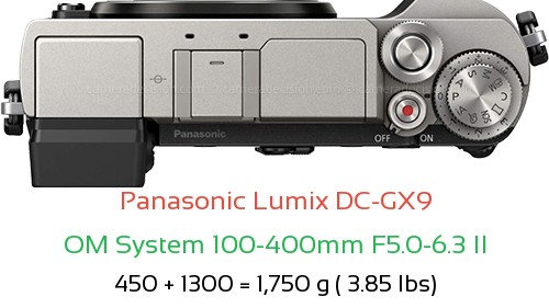 Panasonic GX9 with OM System 100-400mm F5.0-6.3 II Lens Size