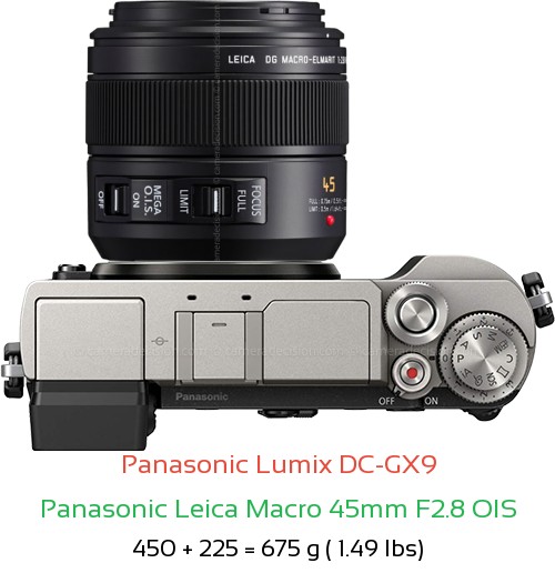 Panasonic GX9 with Panasonic Leica Macro 45mm F2.8 OIS Lens Size