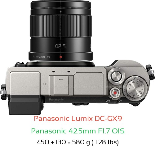 Panasonic GX9 with Panasonic 42.5mm F1.7 OIS Lens Size