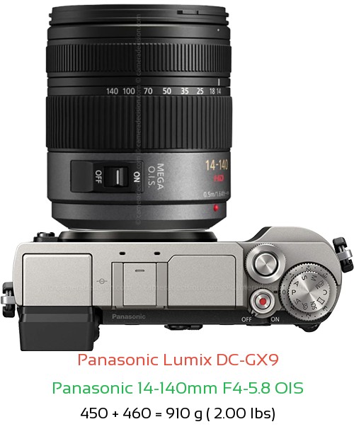 Panasonic GX9 with Panasonic 14-140mm F4-5.8 OIS Lens Size