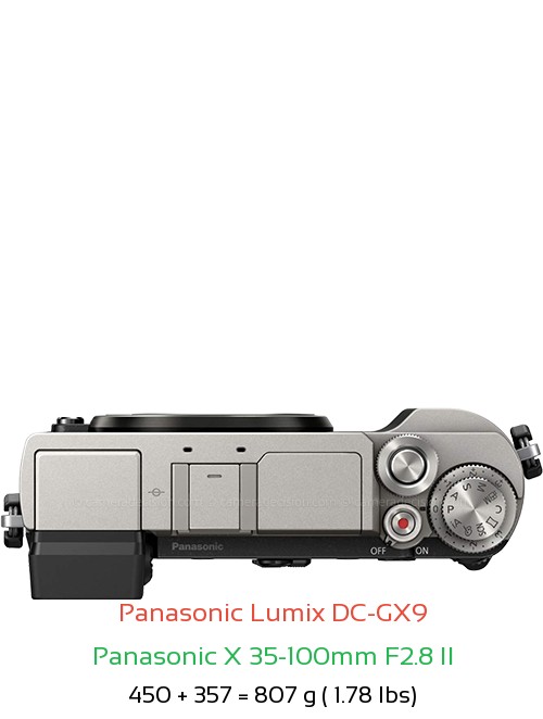 Panasonic GX9 with Panasonic X 35-100mm F2.8 II Lens Size