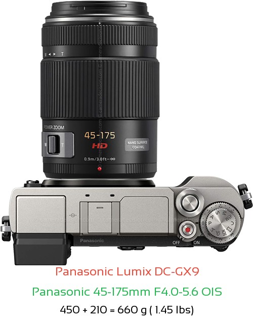 Panasonic GX9 with Panasonic 45-175mm F4.0-5.6 OIS Lens Size