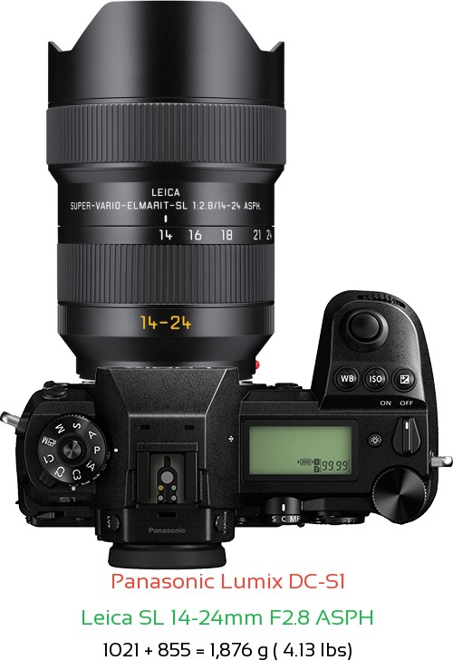 Panasonic S1 with Leica SL 14-24mm F2.8 ASPH Lens Size