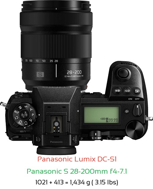 Panasonic S1 with Panasonic S 28-200mm f4-7.1 Lens Size