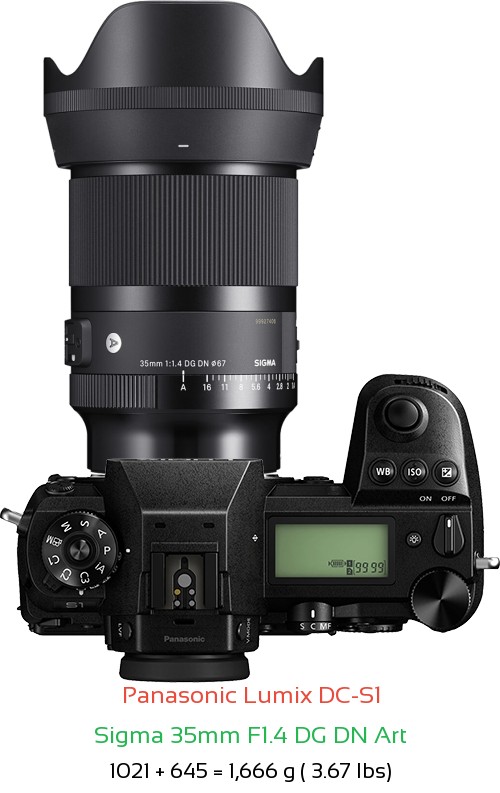 Panasonic S1 with Sigma 35mm F1.4 DG DN Art Lens Size
