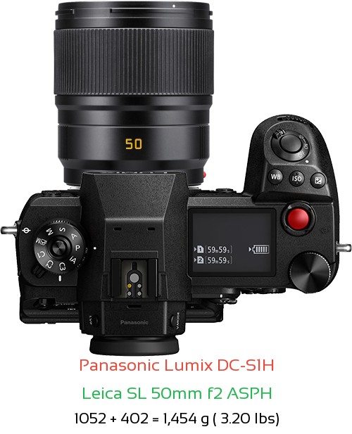 Panasonic S1H with Leica SL 50mm f2 ASPH Lens Size