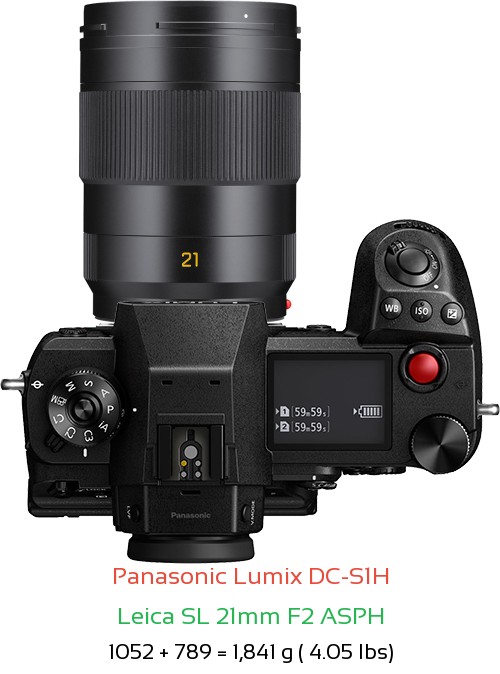 Panasonic S1H with Leica SL 21mm F2 ASPH Lens Size