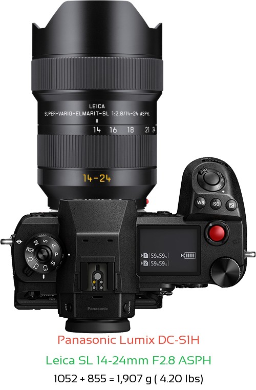 Panasonic S1H with Leica SL 14-24mm F2.8 ASPH Lens Size