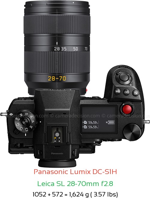 Panasonic S1H with Leica SL 28-70mm f2.8 Lens Size