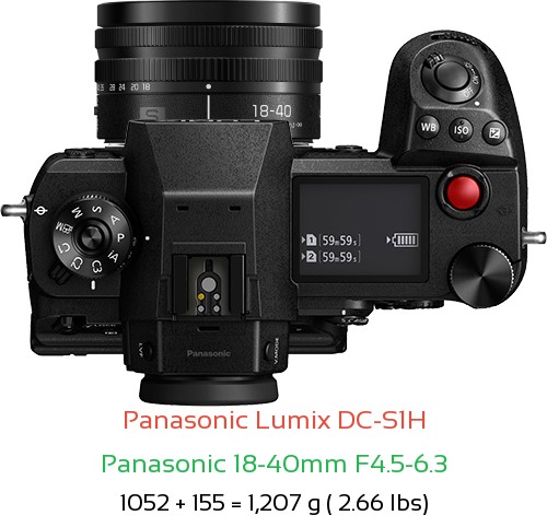 Panasonic S1H with Panasonic 18-40mm F4.5-6.3 Lens Size