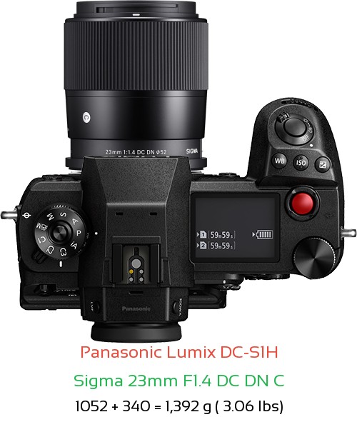 Panasonic S1H with Sigma 23mm F1.4 DC DN C Lens Size