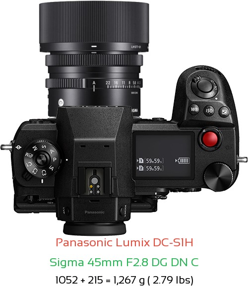 Panasonic S1H with Sigma 45mm F2.8 DG DN C Lens Size