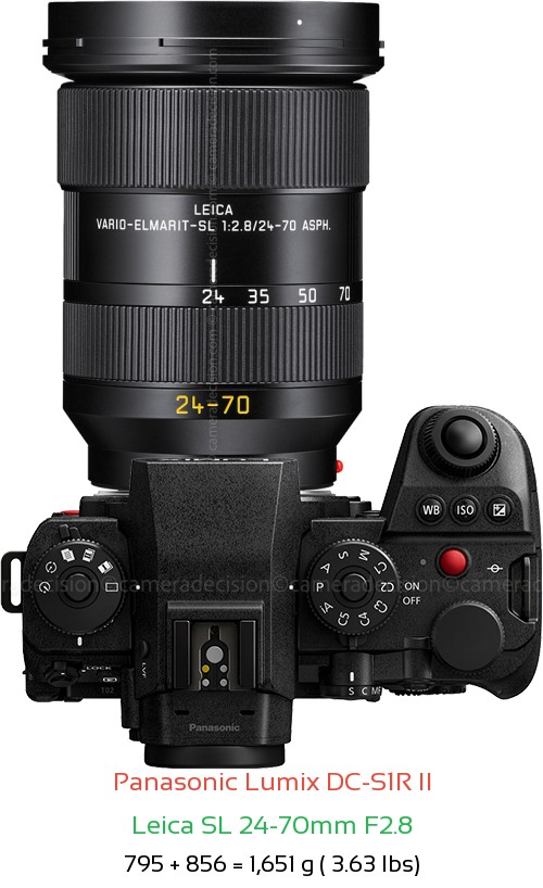 Panasonic S1R II with Leica SL 24-70mm F2.8 Lens Size
