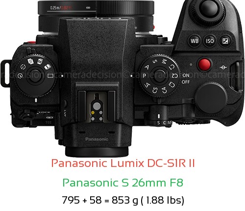 Panasonic S1R II with Panasonic S 26mm F8 Lens Size