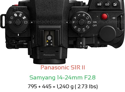 Panasonic S1R II with Samyang 14-24mm F2.8 Lens Size