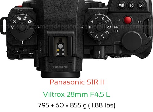 Panasonic S1R II with Viltrox 28mm F4.5 L Lens Size