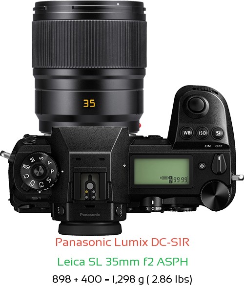 Panasonic S1R with Leica SL 35mm f2 ASPH Lens Size