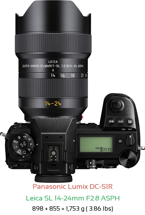 Panasonic S1R with Leica SL 14-24mm F2.8 ASPH Lens Size