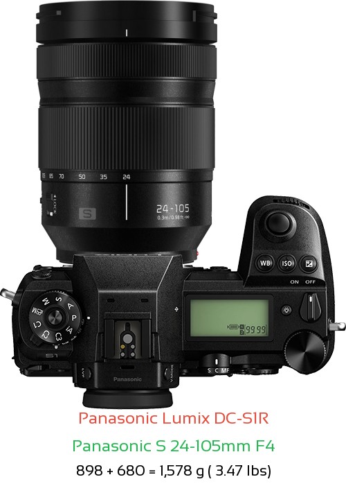 Panasonic S1R with Panasonic S 24-105mm F4 Lens Size