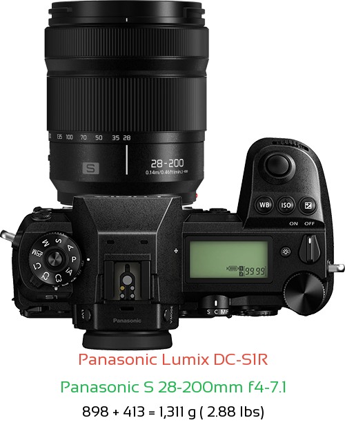 Panasonic S1R with Panasonic S 28-200mm f4-7.1 Lens Size