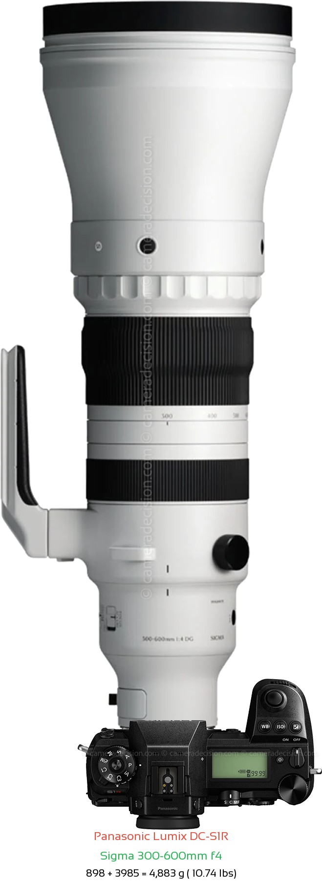 Panasonic S1R with Sigma 300-600mm f4 Lens Size