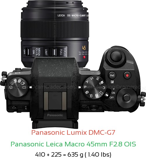 Panasonic G7 with Panasonic Leica Macro 45mm F2.8 OIS Lens Size