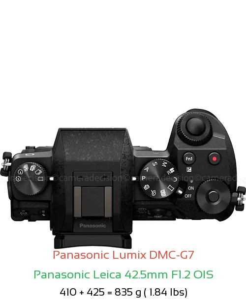 Panasonic G7 with Panasonic Leica 42.5mm F1.2 OIS Lens Size