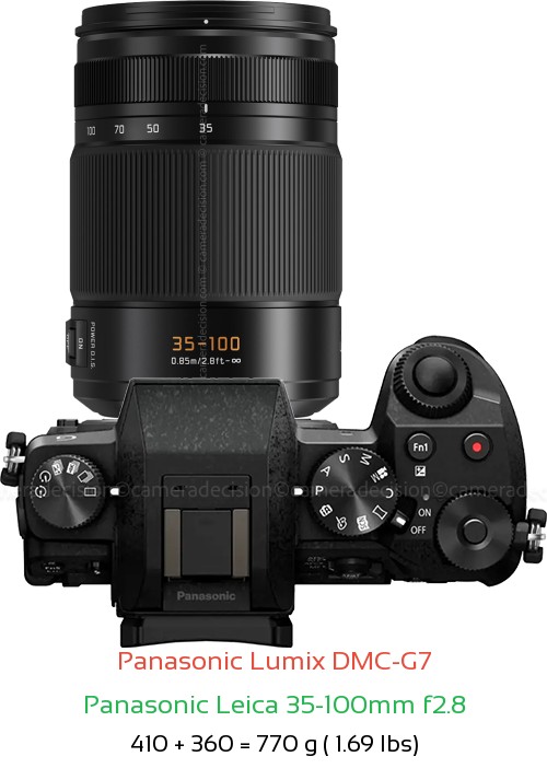 Panasonic G7 with Panasonic Leica 35-100mm f2.8 Lens Size