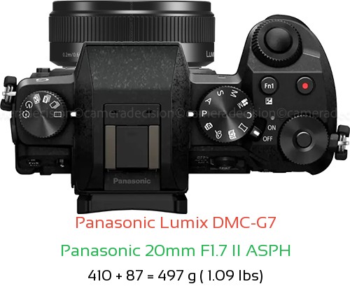 Panasonic G7 with Panasonic 20mm F1.7 II ASPH Lens Size