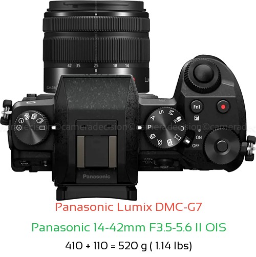Panasonic G7 with Panasonic 14-42mm F3.5-5.6 II OIS Lens Size