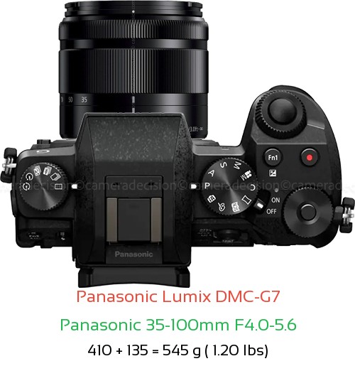 Panasonic G7 with Panasonic 35-100mm F4.0-5.6 Lens Size