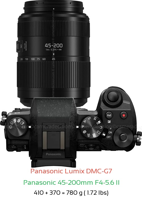Panasonic G7 with Panasonic 45-200mm F4-5.6 II Lens Size