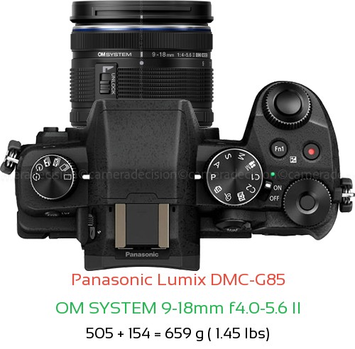 Panasonic G85 with OM SYSTEM 9-18mm f4.0-5.6 II Lens Size