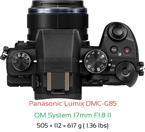 Panasonic G85 with OM System 17mm F1.8 II Lens Size
