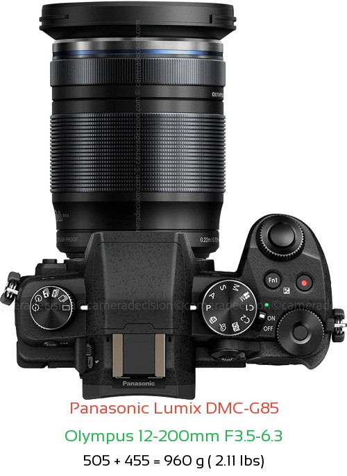 Panasonic G85 with Olympus 12-200mm F3.5-6.3 Lens Size