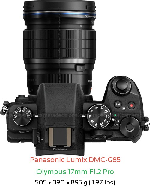 Panasonic G85 with Olympus 17mm F1.2 Pro Lens Size